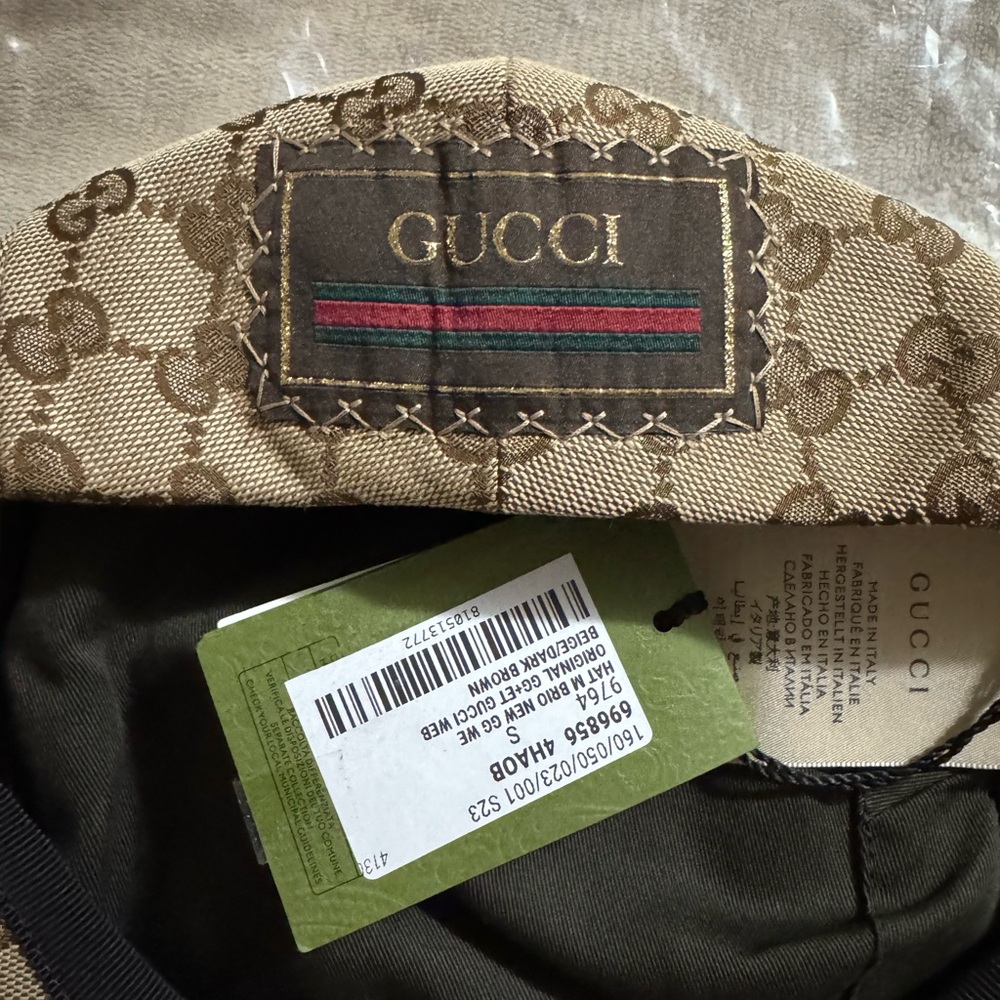 New Gucci Tan Monogram Newboy Flat Cap (Brown/Beige) - Picture 3 of 7
